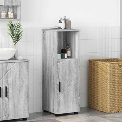 vidaXL - Badkamerkast - Grijs - Sonoma - 30 - x - 35 - x - 95 - cm - Bewerkt - hout, - Metaal