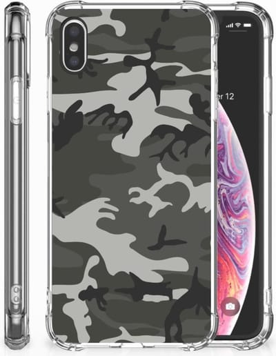Apple iPhone Xs Max Doorzichtige Silicone Hoesje Army Light