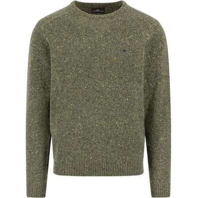 Fynch-Hatton Trui O-Neck Donegal Knit Dark Ivy / male