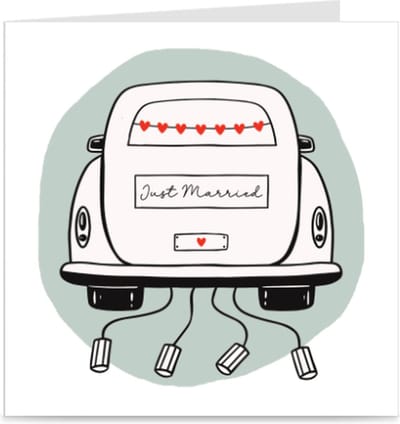 JUST MARRIED | kaart / wenskaart met envelop | voor huwelijk / bruiloft / trouwen