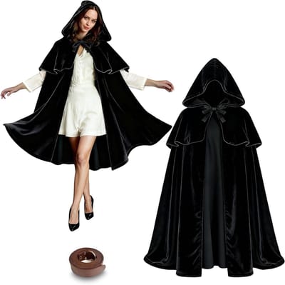 Middeleeuwse Cape met Schouderpantser en Verstelbare Band, 3-in-1 Cape met Kap, Geschikt voor Cosplay, Halloween en Verkleedpartijen, Ideaal voor Heksen en Piraten