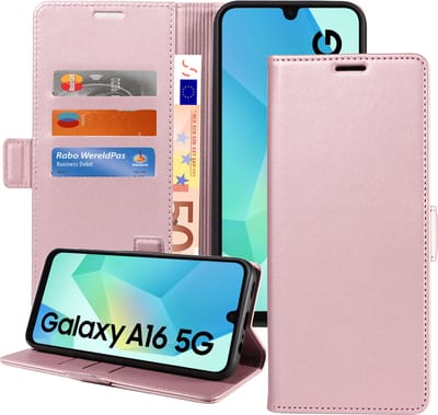 Geschikt voor Samsung Galaxy A16 Hoesje - Book Case Hoesje - Magnetische Sluiting - Portemonnee Rose