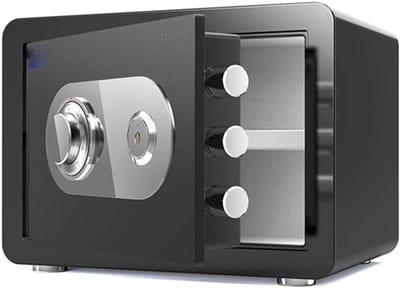 Kluis Met Sleutel - Veiligheidskast Mechanisch - Waardevolle Spullen Beveiligen - Brandwerend Robuust Staal - 25 Cm Hoog - Zwart