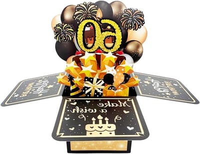 60ste Verjaardag Pop-Up Kaart voor Mannen, Leuke 3D Verjaardagskaart voor Vriend, Echtgenoot, Vader en Collega, Origineel Cadeau Idee voor Hem