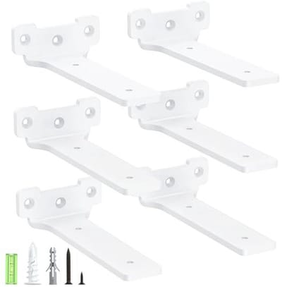 6 Plankhouders 15 cm - Metalen Plankdragers met Schroeven - 70 kg Draagkracht - Wit