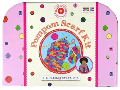 Buttonbag pompom sjaal knutselset - creatieve DIY set voor kinderen.