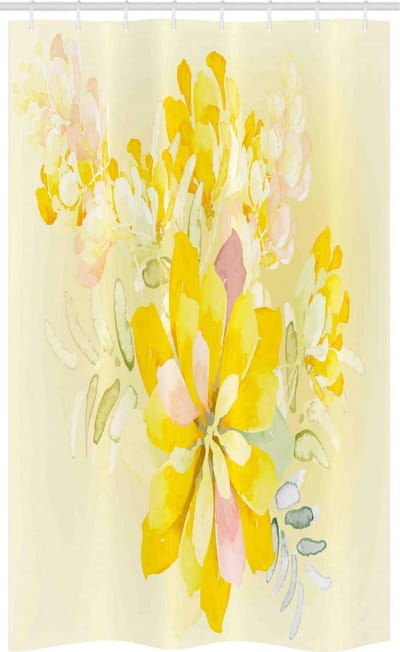 ABAKUHAUS Douchegordijn – Gele bloemen – 120x180 cm – Stof