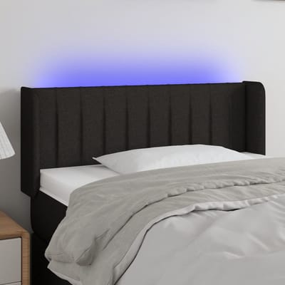 vidaXL - Hoofdbord - LED - 93x16x78/88 - cm - stof - zwart