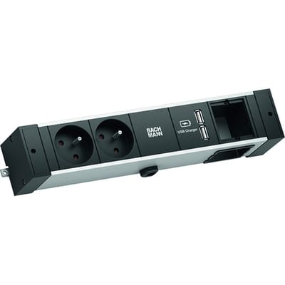 BACHMANN DESK RAIL 2xUTE 1xCM 1xUSB Oplader 2,0m GST18