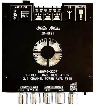 Allecto - Bluetooth Versterker - 2.1 Kanaals - Digitale Vermogensversterker - Compact - 160W + 220W - Geschikt voor Hifi - Zwart