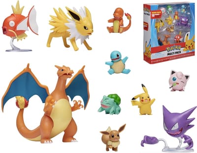 Pokémon - Battle Figuren - 10 Figuren - Pikachu - Charizard - Squirtle - Bulbasaur - Charmander - Eevee - Jigglypuff - Jolteon - Gastly - Magikarp - Speelgoed vanaf 3 jaar - Figure Box - Poppetjes - Clip 'N' Go - Pokemon speelgoed