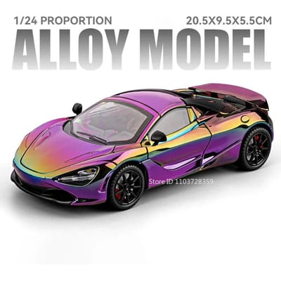 1:24 720S Senna Model Speelgoed Sportwagens Metaal Diecast Deuren Openen Terugtrekken Geluid Licht Collectie Supercars Kerstcadeaus voor Kinderen