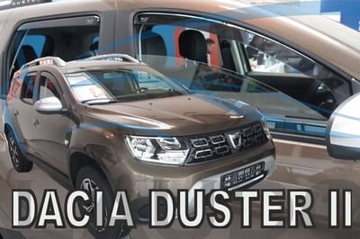 Zijwindschermen passend op de Dacia Duster2: set tbv de 5-deurs bouwjaar VANAF 2018 - 4-2024 set a 4 donkere schermen tbv voor + achterramen