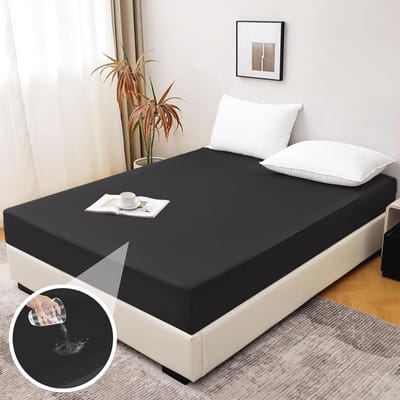 Waterdicht Hoeslaken 160x200 cm | Antislip en Ademend | Geschikt voor Matrassen tot 30 cm Hoog | Zwart
