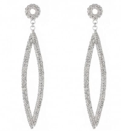 Lange strass- Oorbellen- Luana- Zilverkleurig - Charme Bijoux