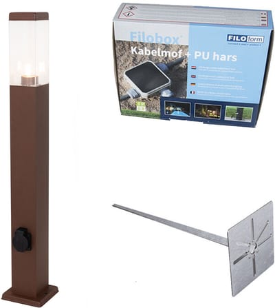 Qazqa moderne sokkellamp, padverlichting, buitenlamp voor in de tuin - Malios - roestbruin, landelijk, max. 60W, geschikt voor led, 80cm, IP44