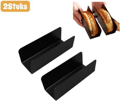 2 stuks - U-vormige bakvormen - voor stokbroden, hotdogs, cakes en vlees - antiaanbakbakplaat - multifunctionele bakvormen - zwart