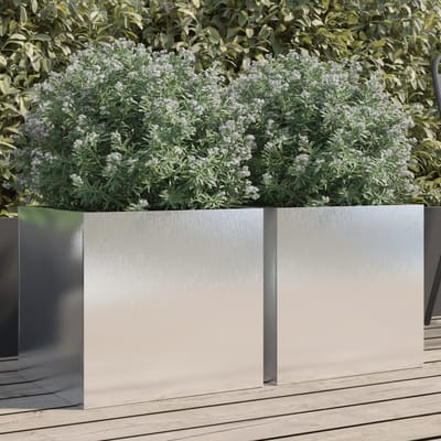 vidaXL Plantenbakken 2 st 42x40x39 cm roestvrij staal zilverkleurig