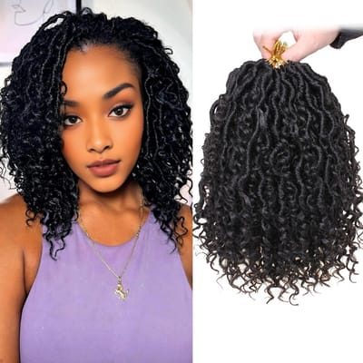 Goddess Locs Vlechtwerk Haar voor Vrouwen - 10 Inch Pre-Gevlochten Faux Locs met Krullende Tips