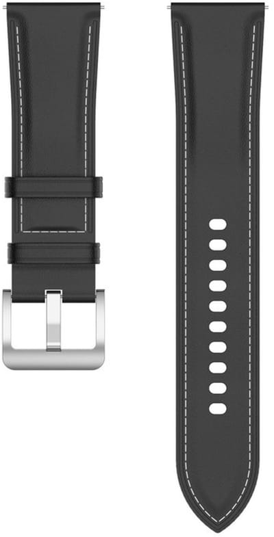 Leren bandje - geschikt voor Xiaomi Mi Watch / Watch 2 (PRO) / Watch S1 / Watch S1 Pro / Watch S2 / Watch S3 / Watch S4 / Watch S5 / Haylou / Redmi Watch 5 Active & Lite - zwart