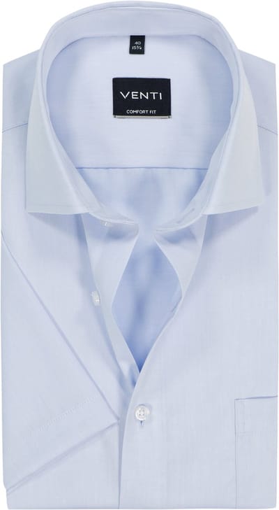 VENTI CASA MODA comfort fit overhemd - korte mouw - structuur - donkerblauw - Strijkvrij - Boordmaat: 39