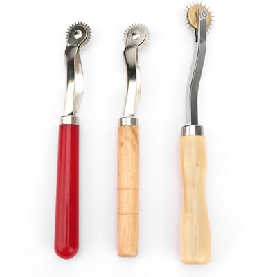 3 stuks DIY leer papier stof knutsel naaiwiel roulette tool steekmarkeerder snijgereedschap beige