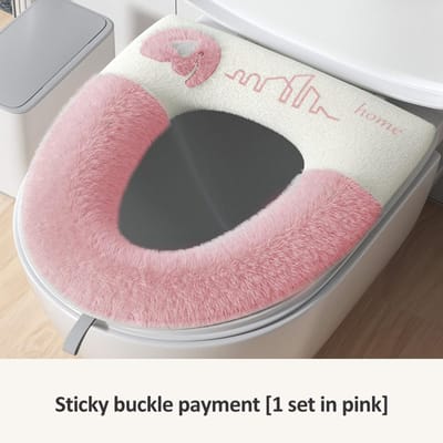 Universele Zachte Toiletbrilhoes Mat met Toiletdeksel Lifter Dikker Warmer Wasbaar Toiletdeksel Pad Hoes Badkamer Accessoires roze