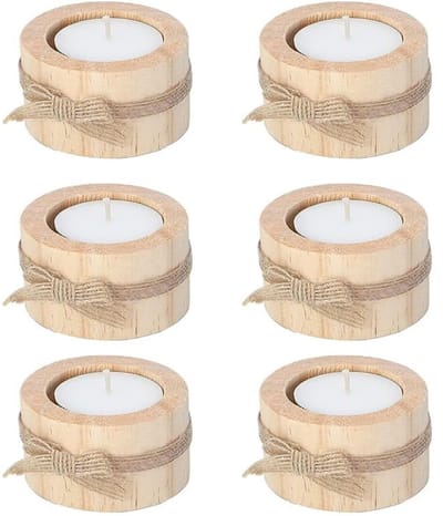 Dailygoods- Kandelaar klein - Houten Kandelaar - Kaarsenhouder - Vintage Theelichthouder - Decoratie voor Bruiloft - Romantische Sfeer