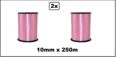 2x Krullint roze 10mm x 250meter - krul lint thema feest decoratie kado kado gold verjaardag