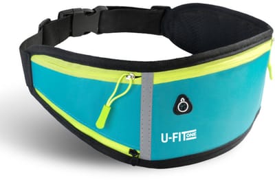 U Fit One Running Belt - Hardloopriem - Verstelbaar - Waterafstotend - Smartphone Houder - Reflectie Strip - 60 tot 116 cm - Zwart