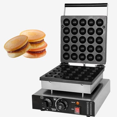 Mini Pannenkoeken Maker - Apparaat Wafels - Snelle Snacks Maken - 25 Gaten Non-stick - 4.5 cm Diameter - Zilver
