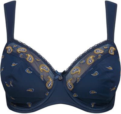Ulla Popken - Dames - Beugelbeha paisley-patroon - Nachtblauw - Maat 95F