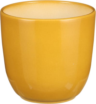 Mica Decorations Plantenpot/bloempot Tusca - Okergeel - keramiek - glans - D13.5 x H13 cm