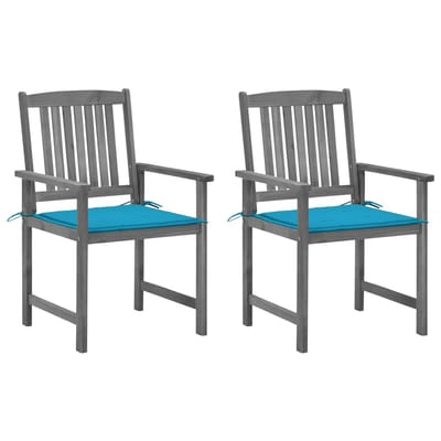 vidaXL - Tuinstoelen - 2 - st - met - kussens - massief - acaciahout - grijs