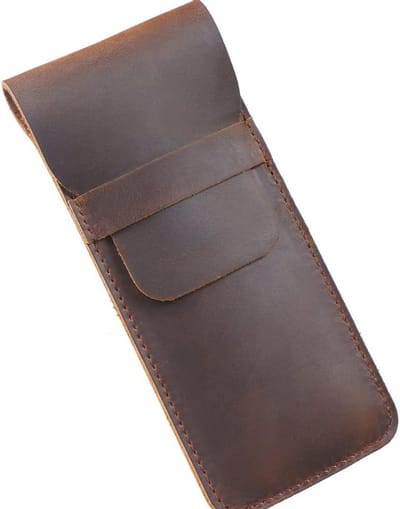 Leren pennenkoker met klep - Crazy Horse - Handgemaakt - Stijlvolle opbergoplossing - ShopVlot