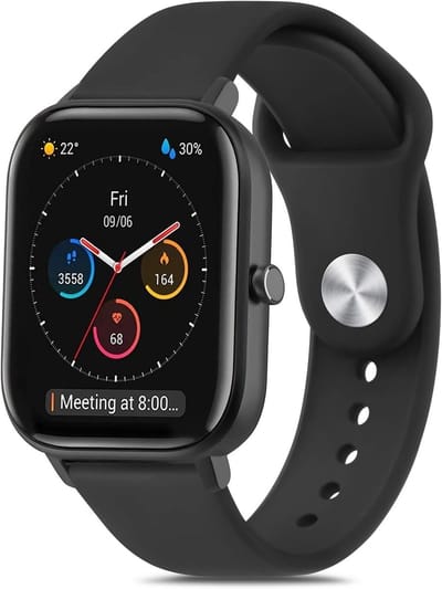 Verstelbare siliconen armband voor smartwatch, 20 mm, geschikt voor GTS, Bip en GTR, zwart, duurzaam en comfortabel