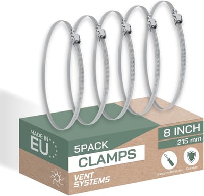 Stalen Buisklemmen - Luchtafvoer Klemmen - Bevestigen Slangen - Verstelbaar Ontwerp - 5 Stuks 8 Inch - Gegalvaniseerd