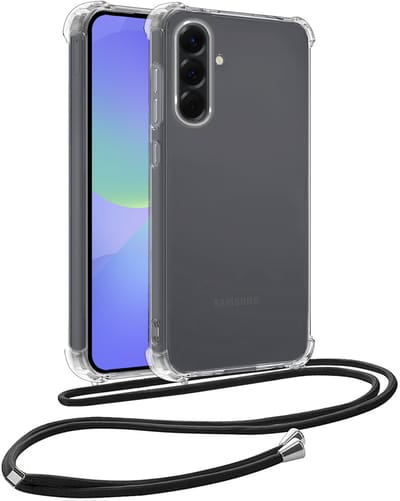 Hoesje - Geschikt voor Samsung Galaxy A36 - Met Koord - Shock Proof - Siliconen Case - Telefoonkoord - Back Cover - Telefoon Hoes Shockproof - Telefoonketting - Telefoonhoes - Transparant
