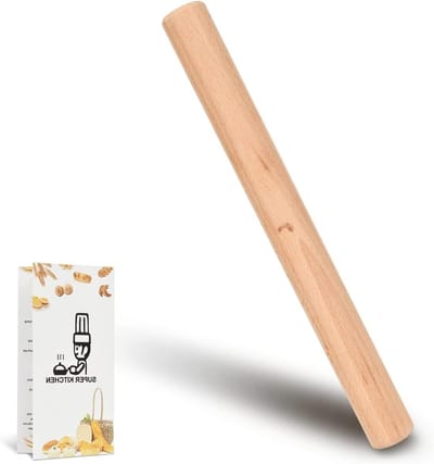 Houten deegroller voor perfect bakken, ideaal voor fondant, pizza, koekjes en pastadeeg (30 x 3 cm)