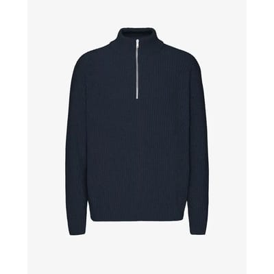 Merino trui 1/4 ritssluiting Colorful Standard Navy Blue