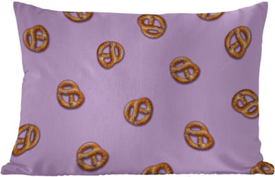 Buitenkussens - Tuin - Pretzels - Eten - Paars - 50x30 cm