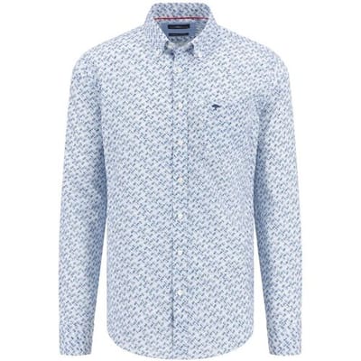 Fynch-Hatton Overhemd Colorful Combi Fantasy Check Splashy Ocean / male