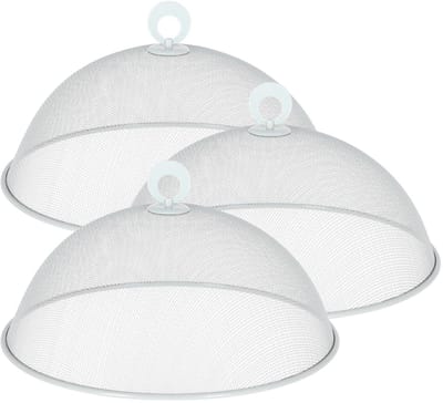 Cepewa Vliegenkap / voedselkap - 3x - grijs - D30 x H12 cm - metaal - voedsel afdekken