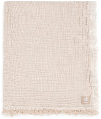 Jollein Deken Wieg Jersey 75x100cm - Fringe Stripe Biscuit/Ivory - GOTS