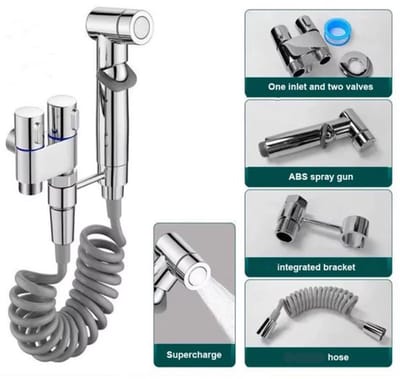Hogedruk spoelset voor het reinigen van badkamers en toiletten, handdouche voor badkamers en toiletten - gegalvaniseerde kleur