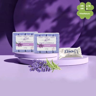 La Cigale 8x100g Glycerine Lavendel zepen | GRATIS Elsa 100g zeepje | Marseille zeep
