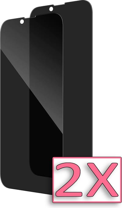 Casemania Glas Geschikt voor Apple iPhone 14 Fullscreen Privacy Screenprotector Gehard Glas - Tempered Glass - Case Friendly - 2 Stuks