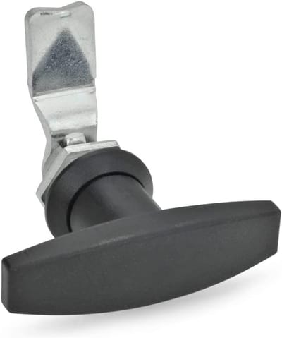 Vergrendeling met handgreep - Sluiting element - Deur sluiten - T-handgreep bediening - 24 mm afstand - Zwart