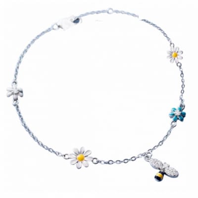 Armband-Bijtje-Zilver-Madeliefje-Smalle pols-16 cm - Charme Bijoux