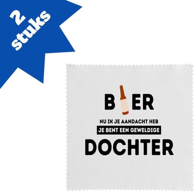Akyol - bier, nu ik je aandacht heb je bent een geweldige dochter brillendoekjes - Dochter - de beste dochter - verjaardagscadeau - verjaardag - cadeau - cadeautje voor dochter - dochter artikelen - kado - geschenk - gift - 17,8 bij 17,8 cm - 2 stuks